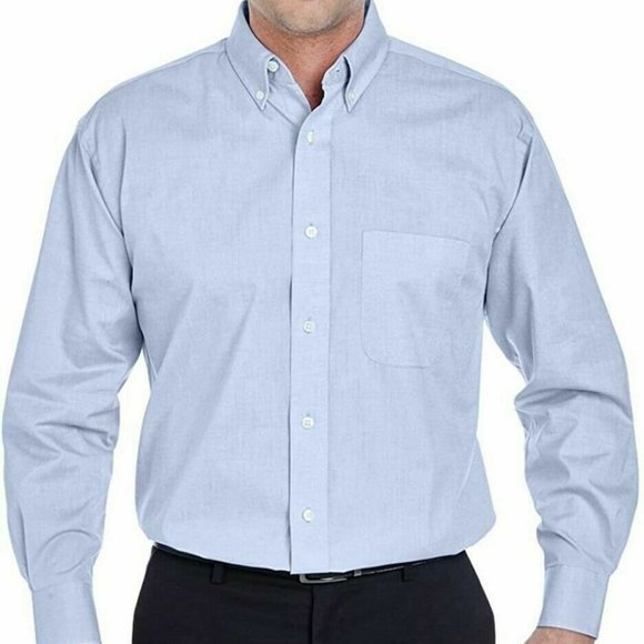 NWT ULTRACLUB PERFORMANCE PINPOINT LONG SLEEVE DRESS SHIRT LARGE LIGHT BLUE - Picture 1 of 9